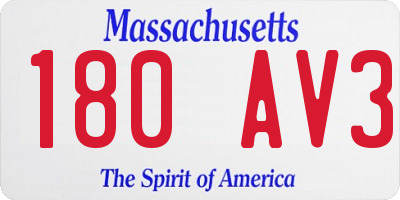 MA license plate 180AV3