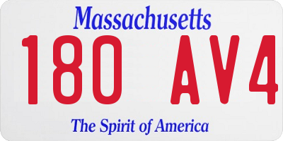 MA license plate 180AV4