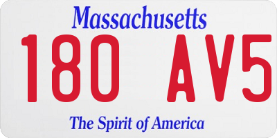 MA license plate 180AV5
