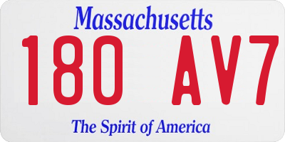 MA license plate 180AV7