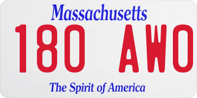 MA license plate 180AW0