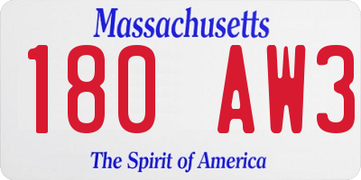 MA license plate 180AW3