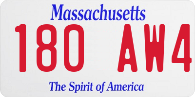 MA license plate 180AW4