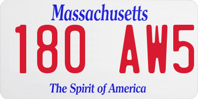 MA license plate 180AW5