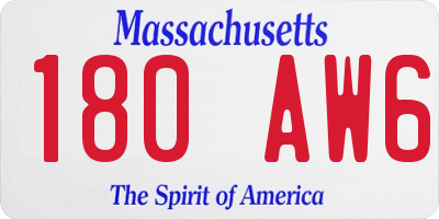 MA license plate 180AW6