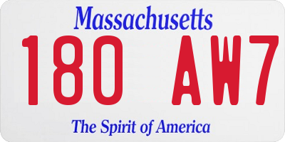 MA license plate 180AW7