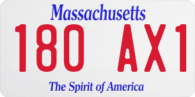 MA license plate 180AX1