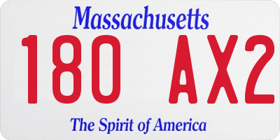 MA license plate 180AX2