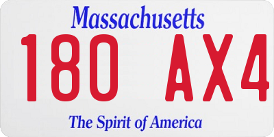 MA license plate 180AX4