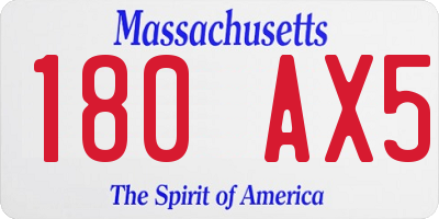 MA license plate 180AX5