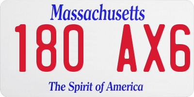 MA license plate 180AX6
