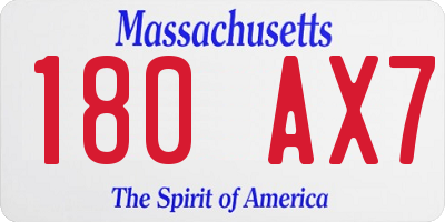 MA license plate 180AX7