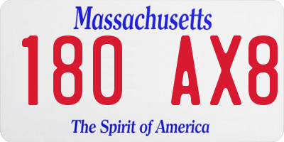 MA license plate 180AX8