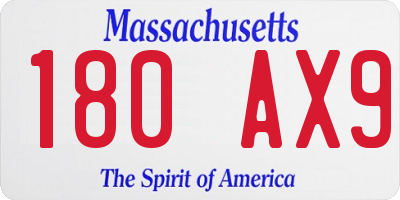 MA license plate 180AX9