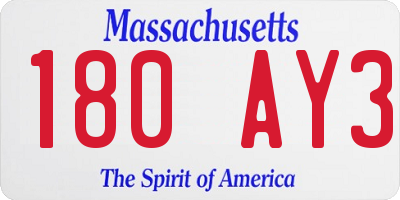 MA license plate 180AY3