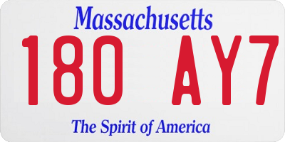 MA license plate 180AY7