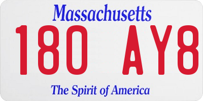 MA license plate 180AY8