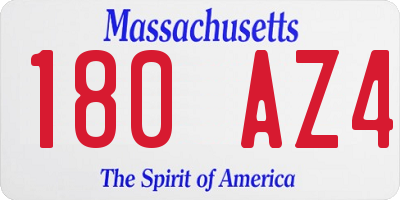 MA license plate 180AZ4