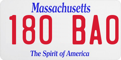 MA license plate 180BA0