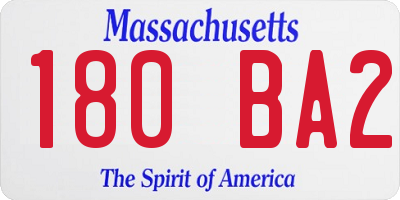 MA license plate 180BA2
