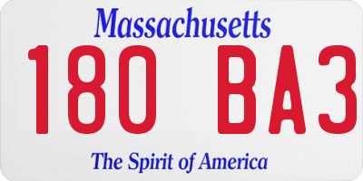MA license plate 180BA3