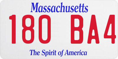 MA license plate 180BA4