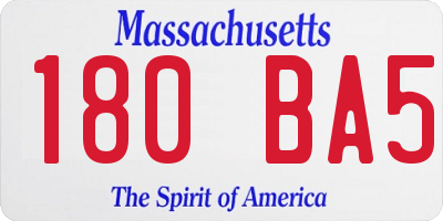 MA license plate 180BA5