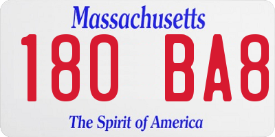 MA license plate 180BA8