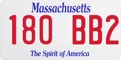 MA license plate 180BB2