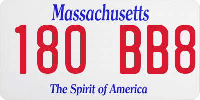 MA license plate 180BB8