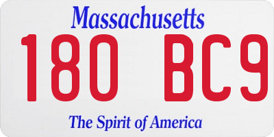 MA license plate 180BC9