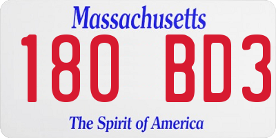 MA license plate 180BD3