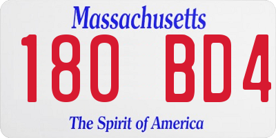 MA license plate 180BD4