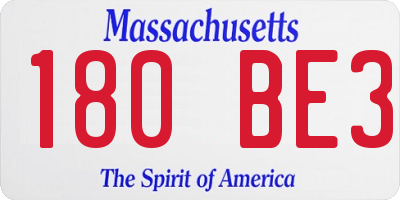 MA license plate 180BE3