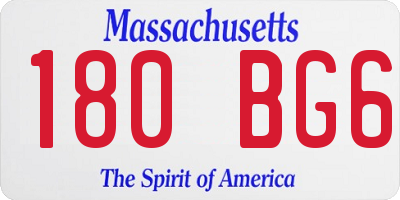 MA license plate 180BG6