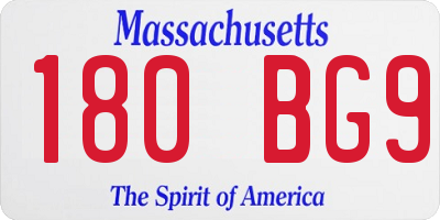 MA license plate 180BG9
