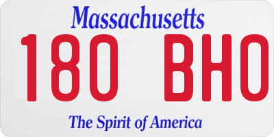 MA license plate 180BH0