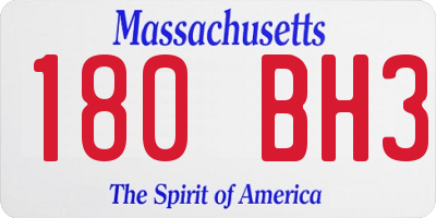 MA license plate 180BH3