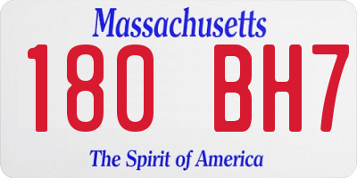 MA license plate 180BH7