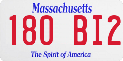 MA license plate 180BI2