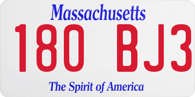 MA license plate 180BJ3