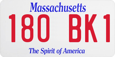 MA license plate 180BK1