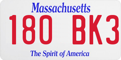 MA license plate 180BK3