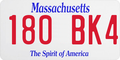 MA license plate 180BK4