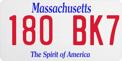 MA license plate 180BK7