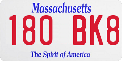 MA license plate 180BK8