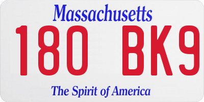 MA license plate 180BK9