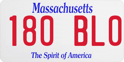 MA license plate 180BL0