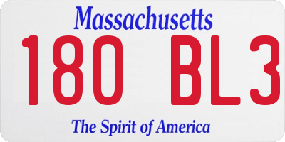 MA license plate 180BL3