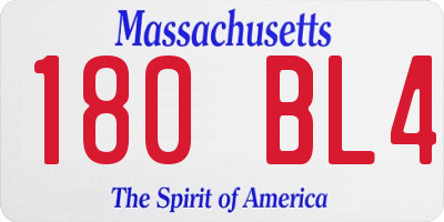 MA license plate 180BL4